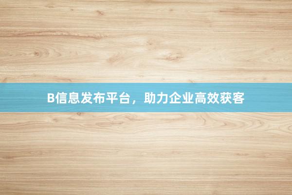 B信息发布平台，助力企业高效获客